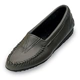 Deerskin Gore Front Moccasin by Minnetonka in Black