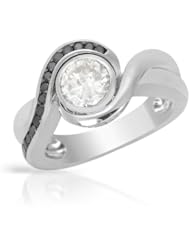 14K White Gold 1.04 CTW Color J SI3 Diamond and 0.25 CTW Color Black Opaque Diamond Women Ring. Ring Size 6.5. Total Item weight 7.5 g.