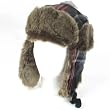 New Plaid Faux FUR Pilot Trapper Trooper Hat Black Red Medium Large
