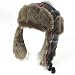 New Plaid Faux FUR Pilot Trapper Trooper Hat Black Red Medium Large