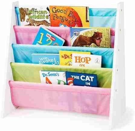 Tot Tutors Pastel with 5 Fabric Pockets Book Rack