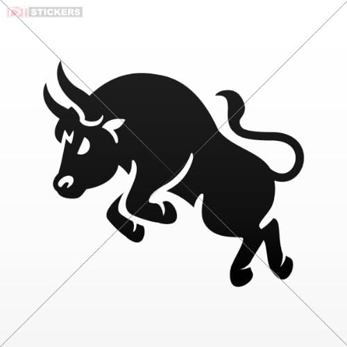 Decals Stickers Bull Car Window Wall Art Decor Doors Helmet Truck Motorcycle Note Book Mobile Laptop Size: 5 X 4.3 Inches Black