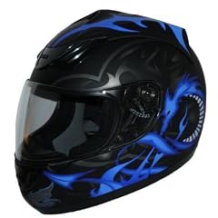 Motorradhelm blau H-510-11 Drachendesign + Sturmhaube