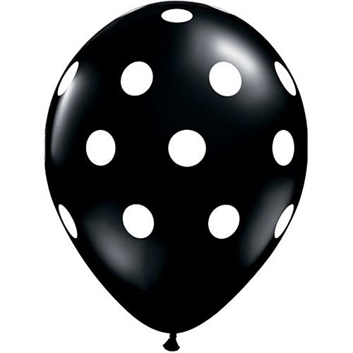 Polka Dot Latex Balloons Black Package of 50