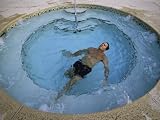 High Angle View of a Mid Adult Man in a Hot Tub Photographic Poster Print, 24x18