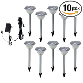 Brinkmann 828-0302-T-10PK Stainless Steel Path Light LED Low Voltage Kit, 10 Pack
