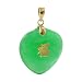 14 KT Yellow Gold Chinese Love Green Jade Heart Pendant 14k Charm