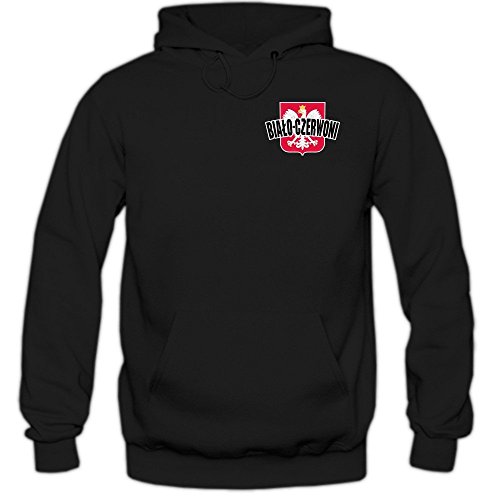 Polen EM 2016 #5 Kapuzenpullover | Fußball | Bialo-Czerwoni | Herren | Trikot | Nationalmannschaft, Farbe:Schwarz (Black F421);Größe:XL