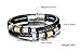 OPK Men Jewelry Braided Leather Wrap Bracelet Stainless Steel Buckle Double Strand Wristband, Black 8.66