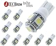 Jtech 10x 194 168 2825 T10 5 SMD White LED Car Lights Bulb