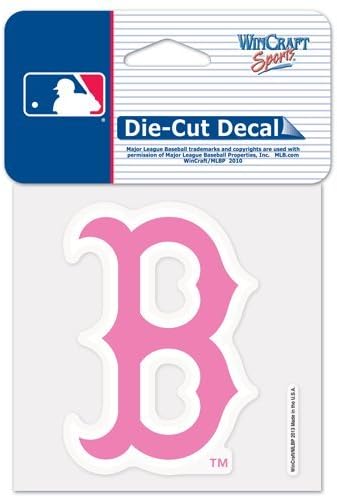 4x4 Boston Red Sox Pink 4x4 Inch Die Cut Decal Mlb Major League Baseball Sport Sporting Game Memorobilia Extrml