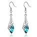 SmallDragon Women's Swarovski Elements Crystal Light Blue Teardrop Earrings Necklace Bracelet Jewelry Set