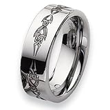 Tungsten Carbide Ring with Tribal Design (8.0 mm) - Sizes 7-13