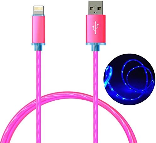 Lightning Cable, 1Pack Changing LED Light Visible in the Dark Light-up USB Data Sync Charger Cable Charging Cord for iPhone 6S/6S+/6/6+/ 5/5S/5C etc with Newest IOS (Hot Pink)