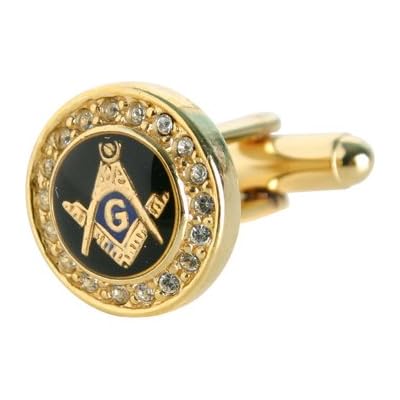 Crystal & Gold Masonic Cufflinks | Freemason