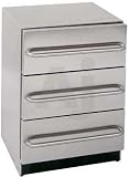 Summit Professional Series SP6DSSTBOSVTL 24 Outdoor Triple Drawer Refrigerator with 5.5 cu. ft. Capacity, Fan Cooled Compressor, Adjustable Thermostat, Magnetic Gaskets and All Stainless Steel Finish: Stainless Steel with Vertical Grain