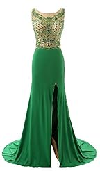 Sexy 2015 Lace Beaded Slit Evening Dress/Prom Dress 