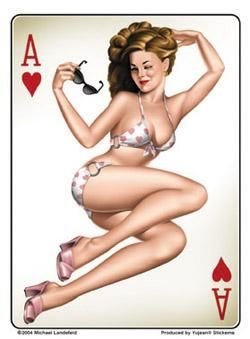 Michael Landefeld - Retro Ace of Hearts Pin-up Girl - Sticker / Decal