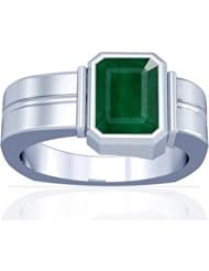 18K White Gold Emerald Cut Emerald Solitaire Ring