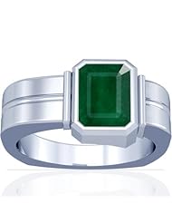 14K White Gold Emerald Cut Emerald Solitaire Ring