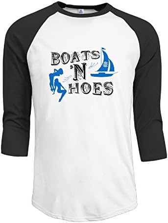 Men's Raglan BOATS N HOES Print Round Collar T-shirts 3/4 Sleeve