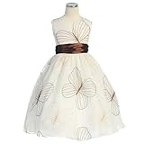IMAGE OF Sweet Kids Ivory Brown Organza Flower Girl Dress 10