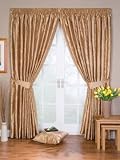 41uMXqArozL. SL160  Whiteheads Home Furnishings Hannah Faux Silk Ready Made Embroidered Floral Curtains 90 x 54 (229cm x 137cm) in Antique Gold with Pencil Pleat Tape Top
