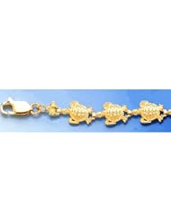 Gold Nautical Braclt Bracelet Turtle Link Bracelet Textured