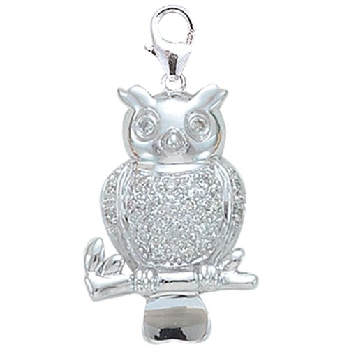 14K DIAMOND OWL CHARM- WHITE GOLD