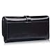 Jack&Chris Women's Genuine Leather Wallet Long Tri-fold Snap Button Purse, WBXH049 (Black)