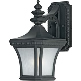 Quoizel DE8958K Devon 12-1/2-Inch Small Wall Lantern with Linear Frosted Glass, Mystic Black