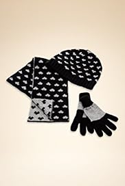 Heart Hat Scarf Gloves Set with Angora