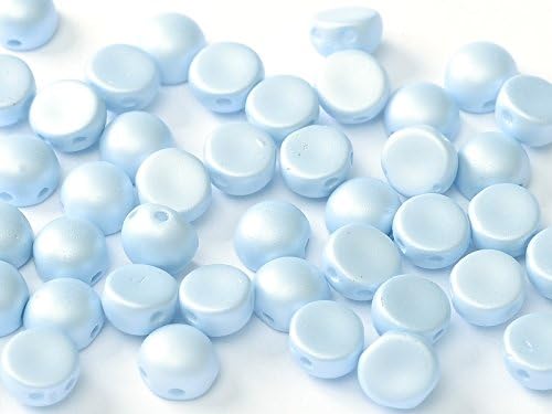 25pcs Cabochon Bead - Brand new Czech Pressed glass Beads in Shape Half-sphere 6x4 mm with 2 Holes in the base of bead Pastel Blue