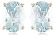 14k Choice of White or Yellow Gold 8x6mm Aquamarine Oval Cut Stud Earrings