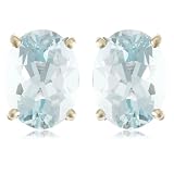 14k White or Yellow Gold 8x6mm Aquamarine Oval Cut Stud Earrings