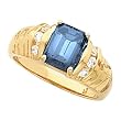 14K Yellow Gold London Blue Topaz and Diamond Ring