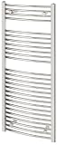 Chrome Heated Towel Rail Radiator 600 x 1118 Curved with Angled Valves