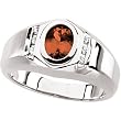 14K White Gold Man's Madeira Citrine and Diamond Ring