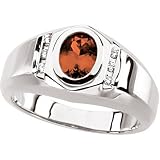 14K White Gold Man's Madeira Citrine and Diamond Ring