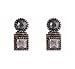 Earrings - E407 - Square and Round Crystal - Post Earring Style ~ Clear and Hematite (Gunmetal Gray)