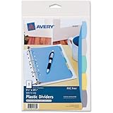 Avery Mini Plastic Durable Write-On Dividers, 5.5 x 8.5 Inches, 5 Tabs, 1 Set (16180)
