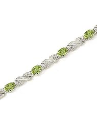 14kt Yellow Gold Oval Peridot and Diamond Bracelet