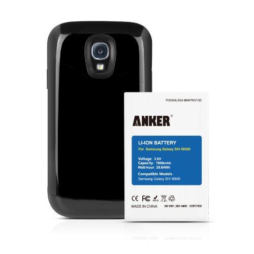 Anker 7800mAh Extended Battery Combo for Samsung Galaxy S4, I9500, I9505, Galaxy S4 LTE I9506 Galaxy J M919 (T-Mobile) I545 (Verizon) I337 (AT&T) L720 (Sprint) [Not for Galaxy S4 Active] - TPU back cover included