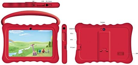 Abyaby 7inch Kids Tablet,Quad Core 1.2GHz,8GB ROM,HD Display,Wi-Fi,Bluetooth,Dual Camera,Touchscreen,Google Android 4.4-(Red)