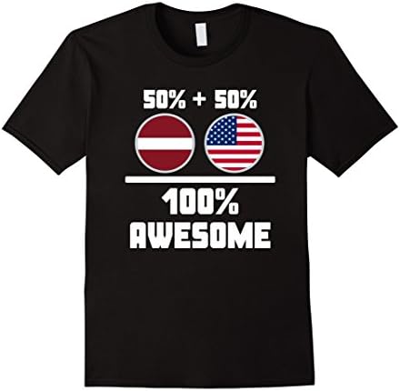 Men's 50% Latvian 50% American 100% Awesome T Shirt XL Black