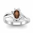 14K White Gold Smoky Quartz and Diamond Ring