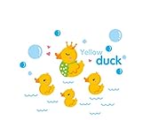 Ziweiba 取り外し可能 壁紙 シート 猫 カートゥーン動物柄 段階飾り 幼稚園の教室の配置 防水 (B小さな黄色いアヒル)