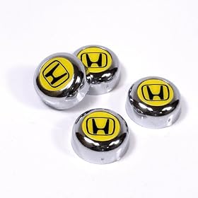 Honda Yellow Logo Chrome License Plate Screw Covers