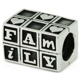 Family Love Bead 925 Sterling Silver Authentic Ohm Charm fits European Charm Bracelet