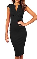 V-neck Cap Sleeves Cocktail Evening Dress/Homecoming Dress/Party Dress/Wedding Dress/Midi Dress 